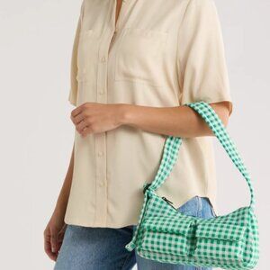 Baggu - Recycled Nylon Shoulder Bag -Green Gingham - NWT